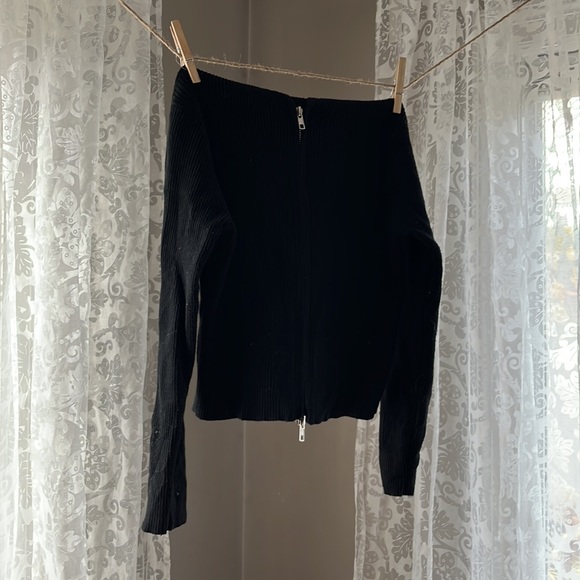 Double Zip Black Ribbed Top - Picture 2 of 2